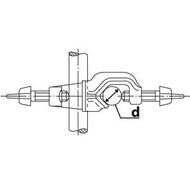 Kreuzdoppelmuffe aus Temperguss, verchromt, DIN 12895, D=16,5,mm, Winkel 90° + 180°, Gewinde M8, Sicherheitsschraube 18/10 Stahl ,Gewicht in g: 170,0