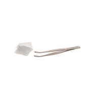 Pinzette für Deckgläser, 18/10 Stahl, gebogen, L=105mm, Spitze B=6mm<br />Gewicht in g: 12,0