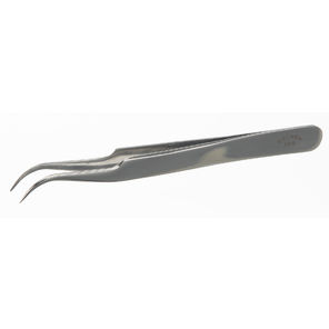 Präzisionspinzette 18/10 Stahl, extra spitz, gebogen, Spitzen ohne Riefen, L=105mm<br />Gewicht in g: 15,0