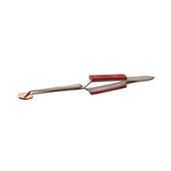 Werkstückpinzette rostfreier Stahl, spitz-gebogen, L=160mm, mit Kunststoffgriff, selbstspannend<br />Gewicht in g: 34,0