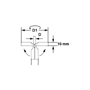 Zentrifugalrührer mit 2 Flügeln, PTFE beschichtet, L=500mm, D=90/15mm, Wellendurchmesser 8mm, für Gefäße mit engem Hals