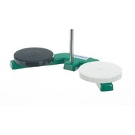 Bürettenstativ DUPLEX, mit Stativstab (600mm) und 2 Platten, schwarz und weiß, (D=105mm) für Bürettenhalter Art.nr. 5600,Gewicht in g: 1.975,0