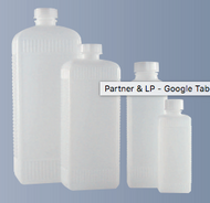 Vierkantflasche, enghals, geriffelt, PE-HD, naturfarbig