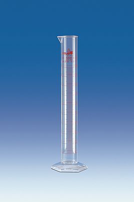 Messzylinder, PMP, Klasse A, KB hohe Form, gedruckte rote Skala, 250 ml
