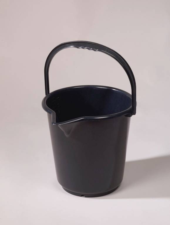 Eimer HDPE, schwarz, mit Ausguss, mit Skala, 10,5l