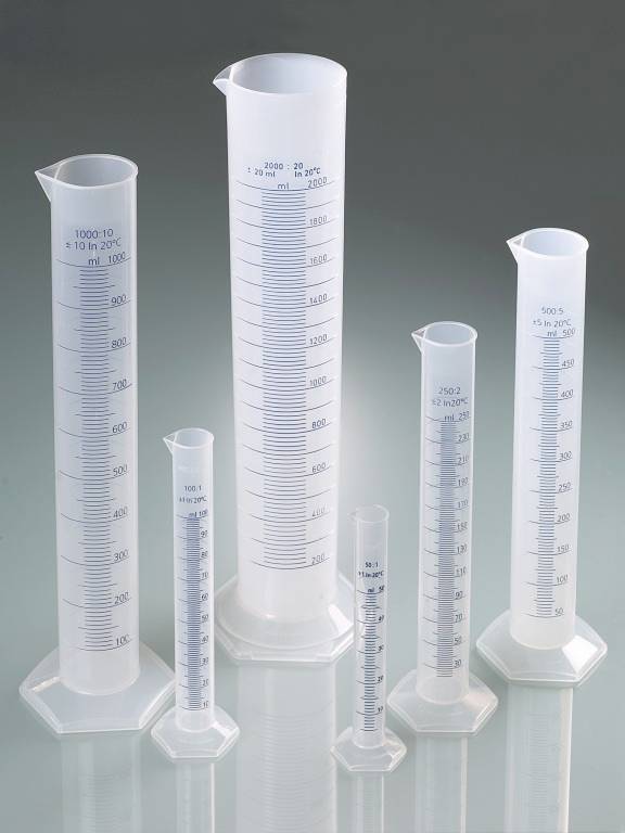 Messzylinder, PP, blaue Skala, Klasse B, 1000 ml