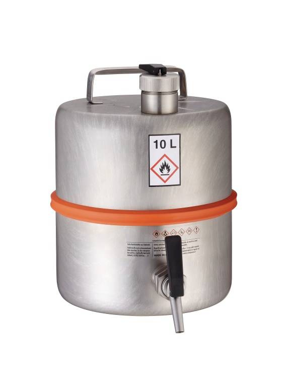 Sicherheitsbehälter V4A, Zapfhahn, Überdruckv.,10l
