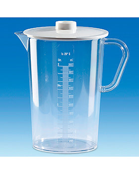 Sammelgefäß, SAN mit Deckel, PC, erhabene Skala, 2000 ml