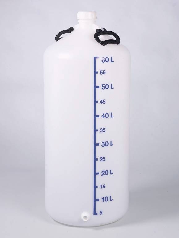 Vorratsflasche mit Gewindestutzen, HDPE, 60l, m.V.