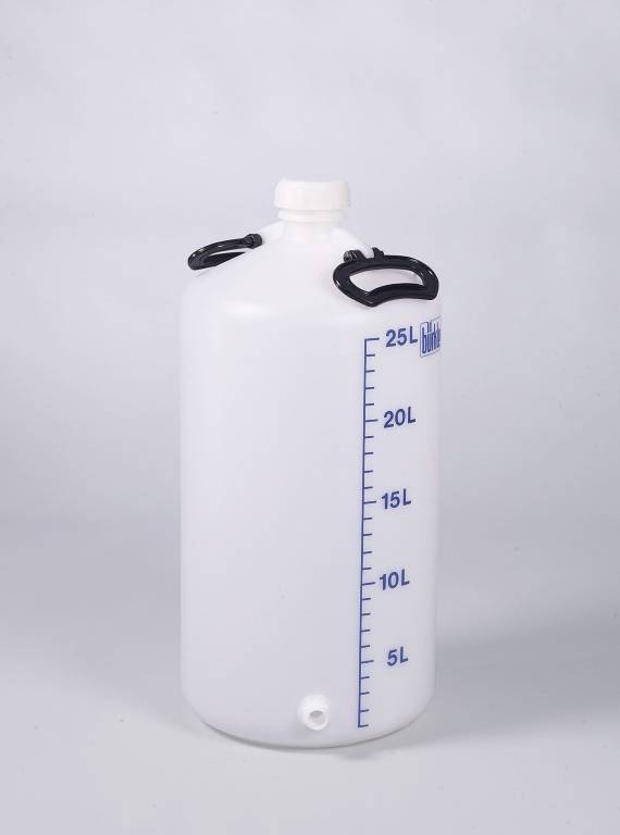 Vorratsflasche mit Gewindestutzen, HDPE, 25l, m.V.