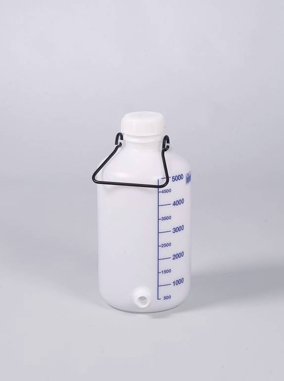 Vorratsflasche mit Gewindestutzen, HDPE, 5l, m.V.