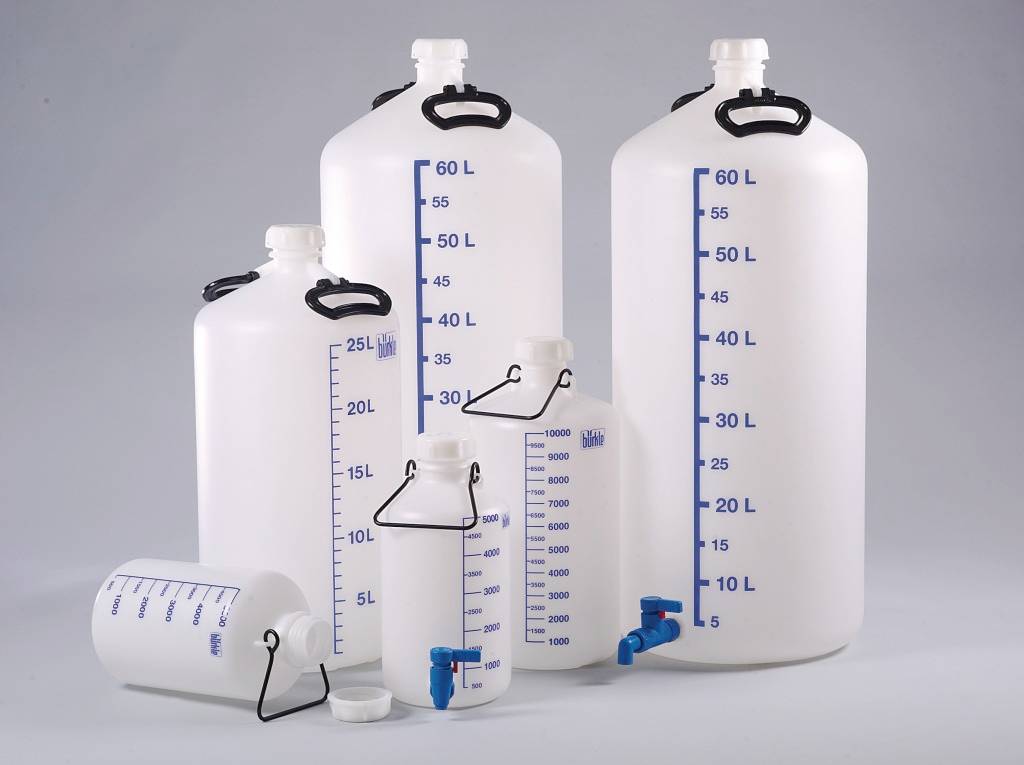 Vorratsflasche mit Gewindestutzen, HDPE, 10l, m.V.