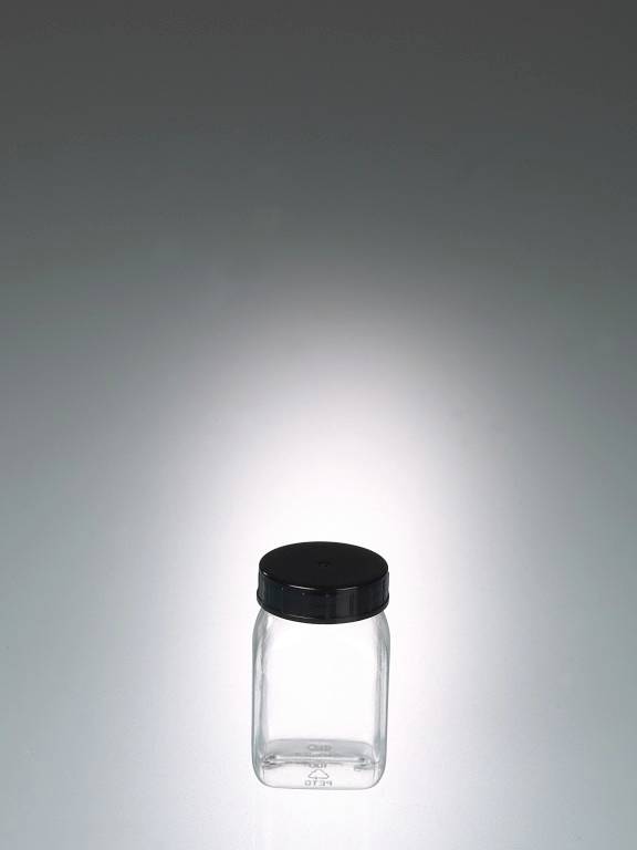 Weithalsdose vierkant, PETG glasklar, 100 ml, m.V.