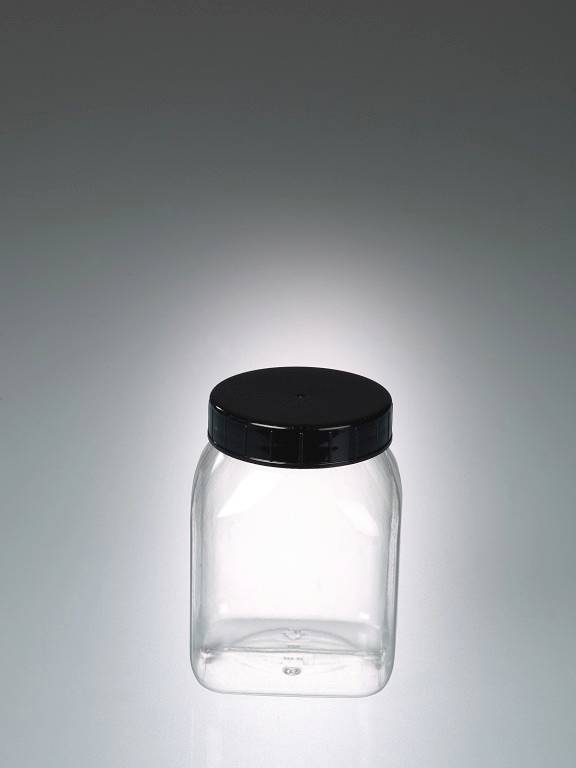 Weithalsdose vierkant, PETG glasklar, 500 ml, m.V.